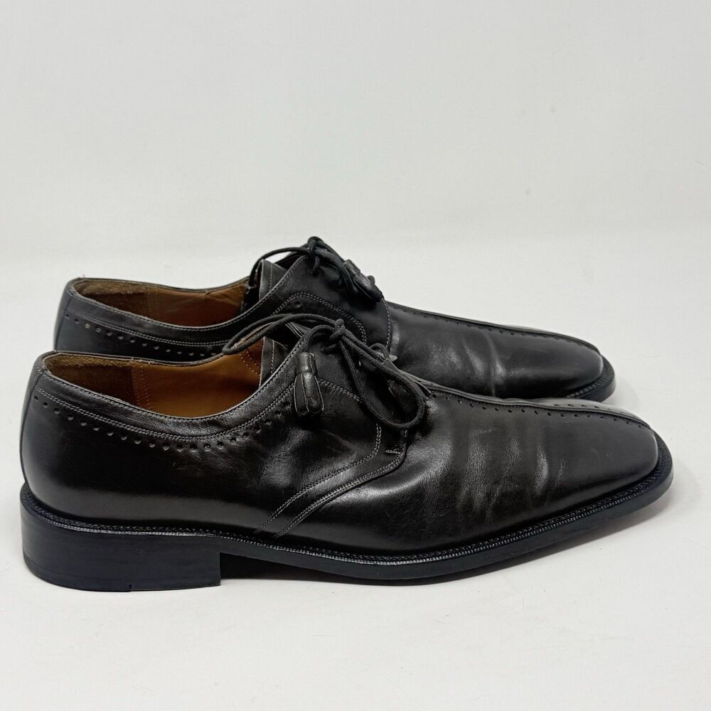 Mezlan Torque Derby Oxford Dress Shoes Mens 10 M Black Gray Leather Square Toe